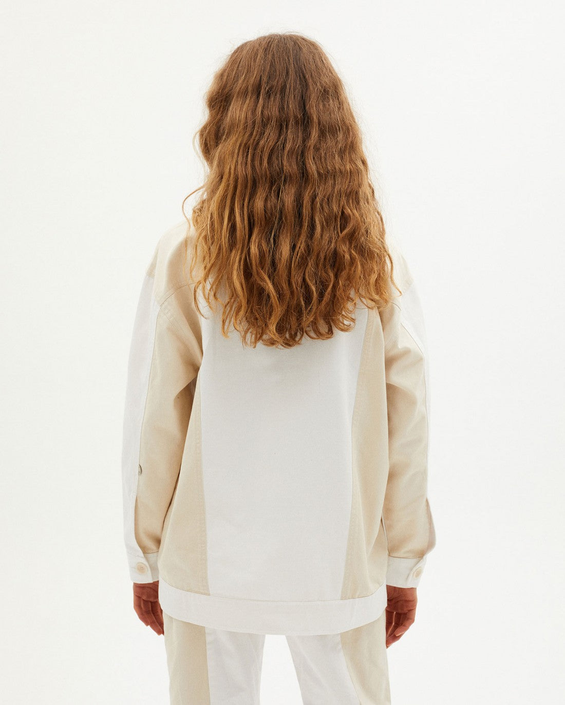 Veste bicolore beige et blanche en coton bio - PATCHED PHOEBE JACKET combo