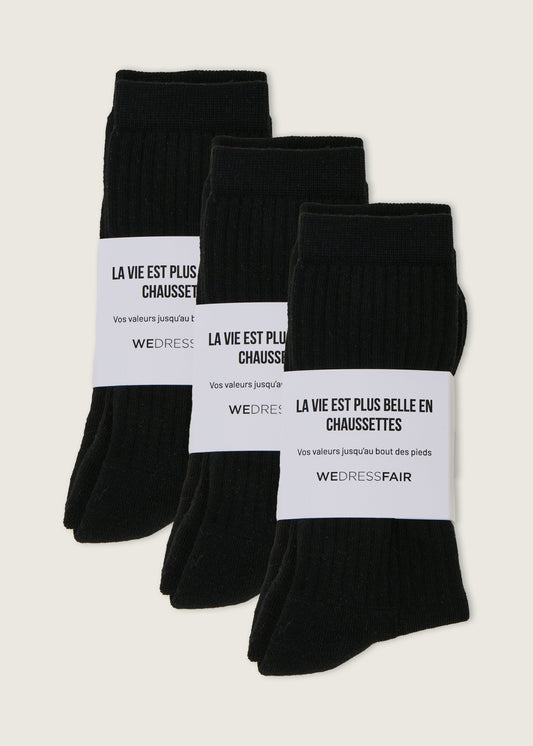 Pack de 3 paires de chaussettes en coton bio | Noir