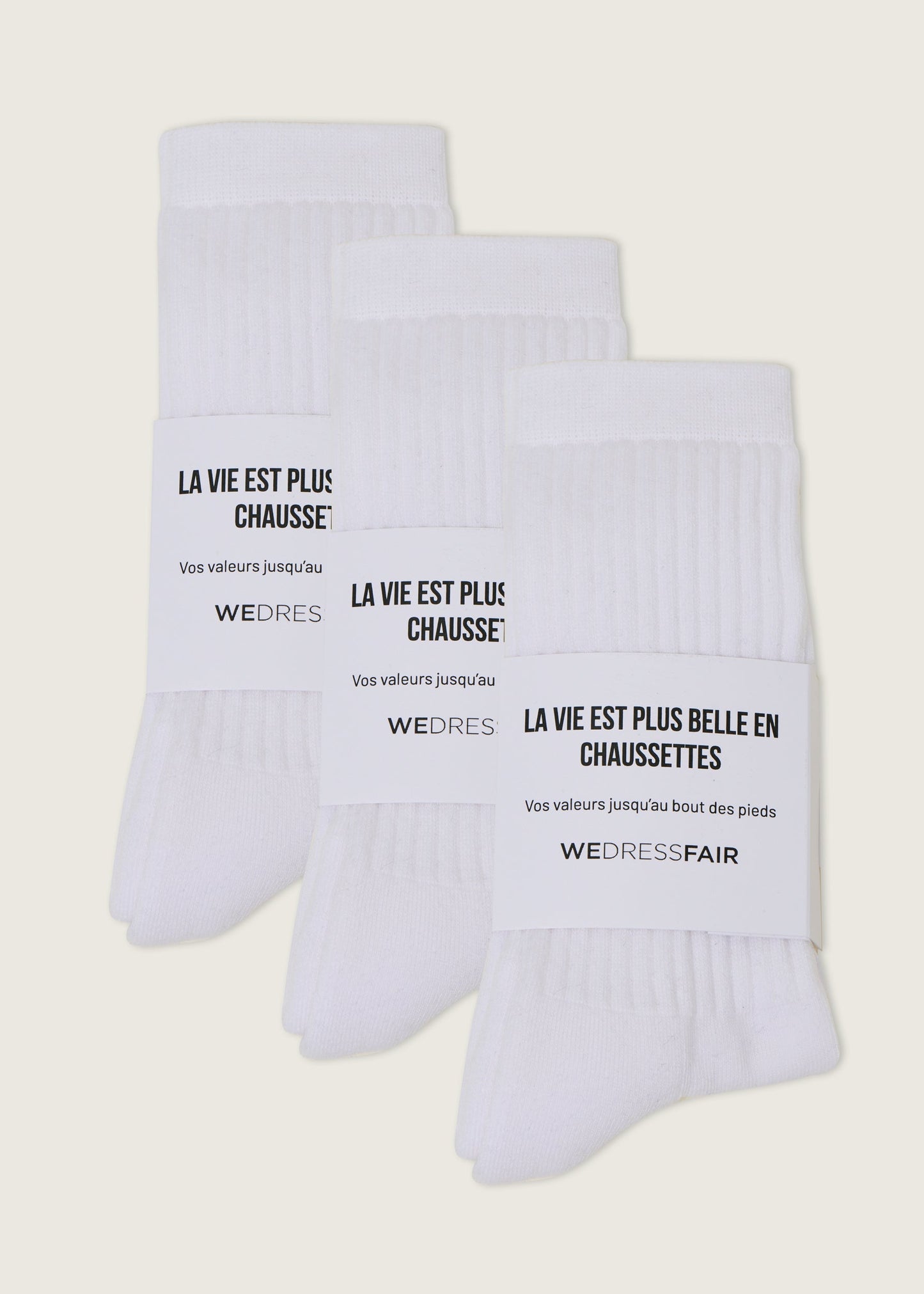 Pack de 3 paires de chaussettes en coton bio | blanc