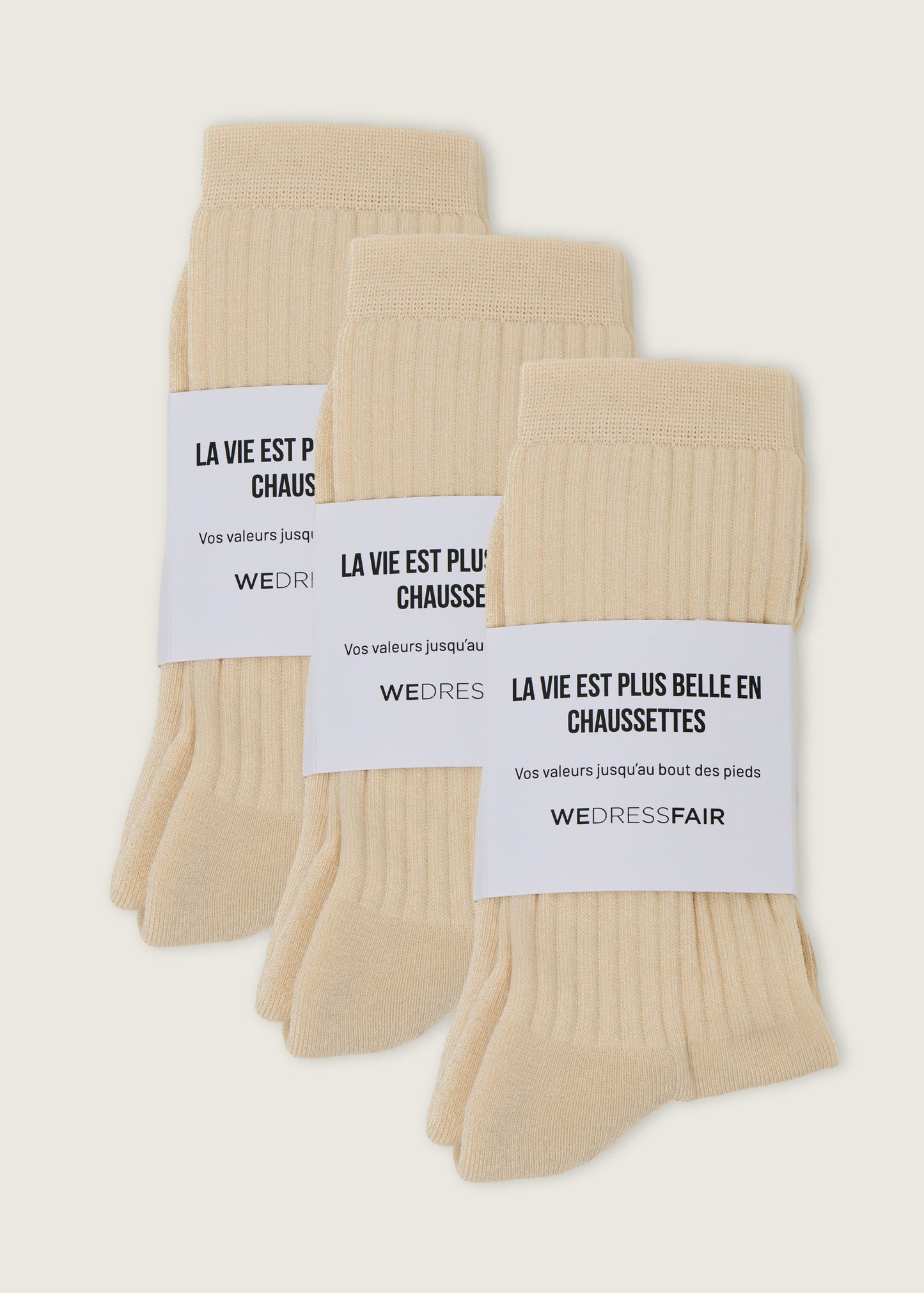 Pack de 3 paires de chaussettes en coton bio | Ecru