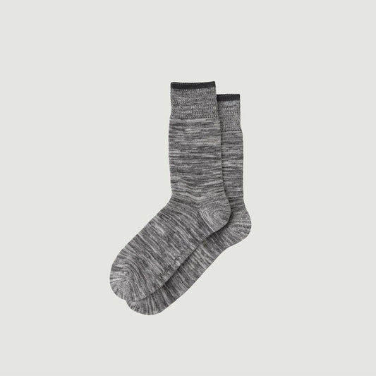 Chaussettes hautes gris chiné en coton bio - rasmusson