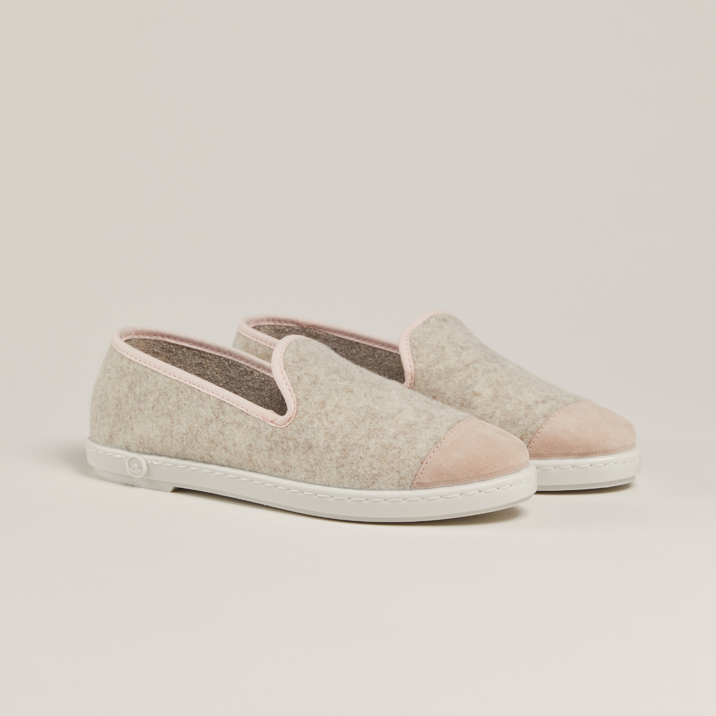 Chaussons en laine recyclée | Beige et rose "silver pink"