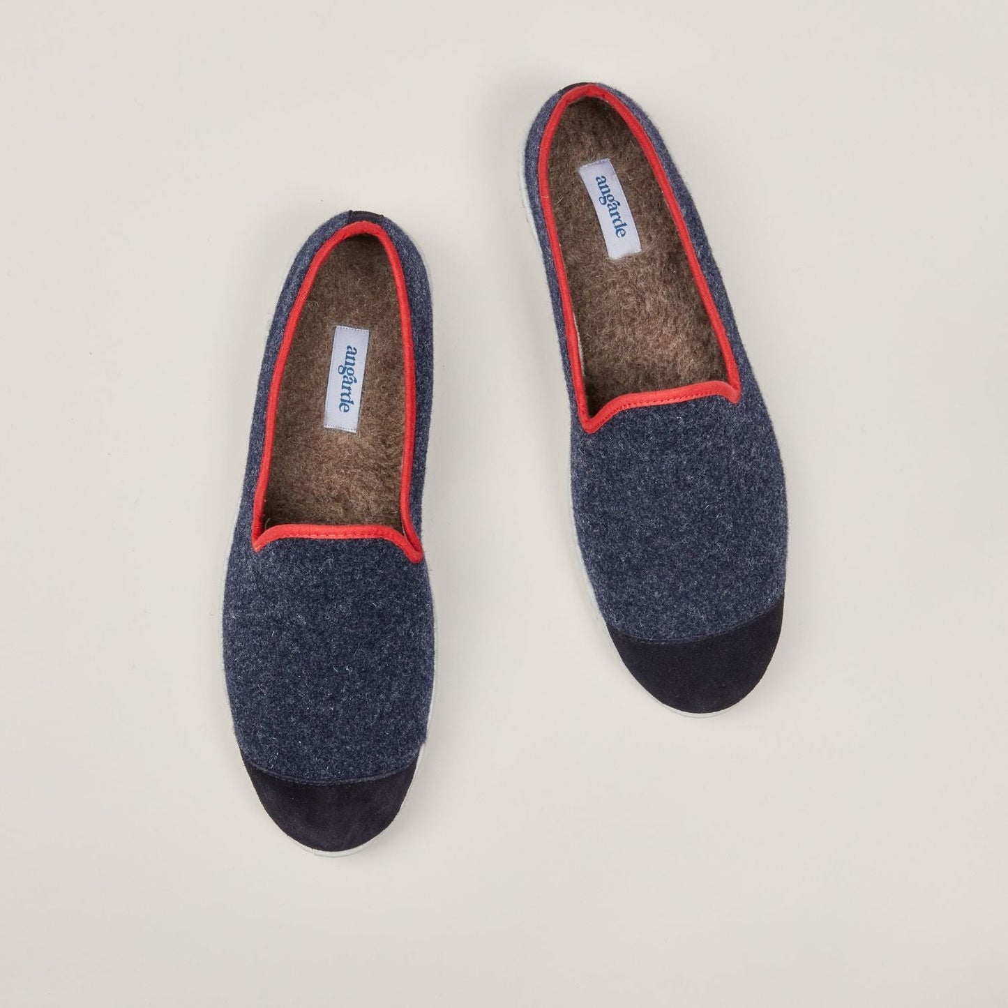 Chaussons en laine recyclée | "Marine" aw navy red
