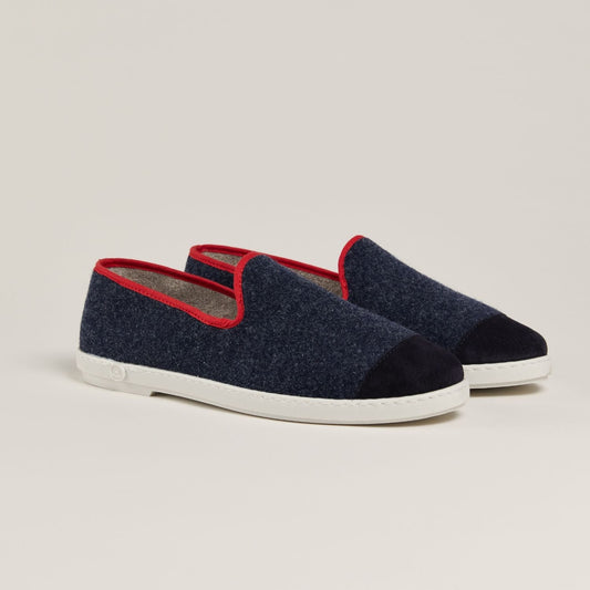 Chaussons en laine recyclée | "Marine" aw navy red