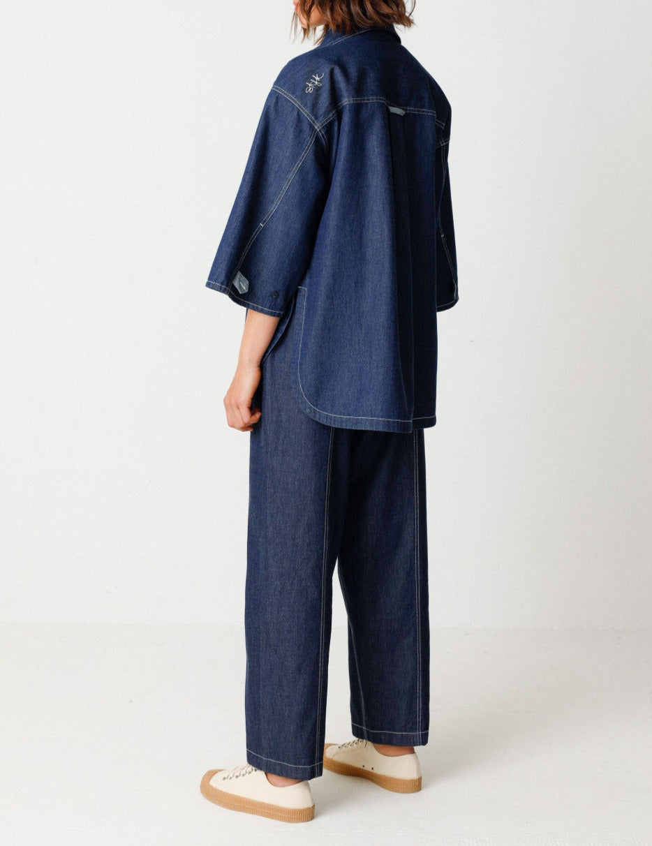 Chemise en denim de coton bio | bleu "daria-gots shirt raw denim"