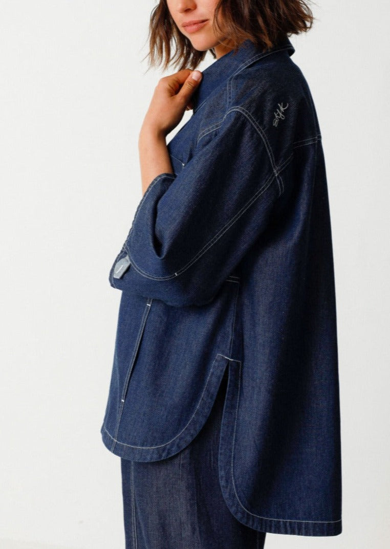 Chemise en denim de coton bio | bleu "daria-gots shirt raw denim"