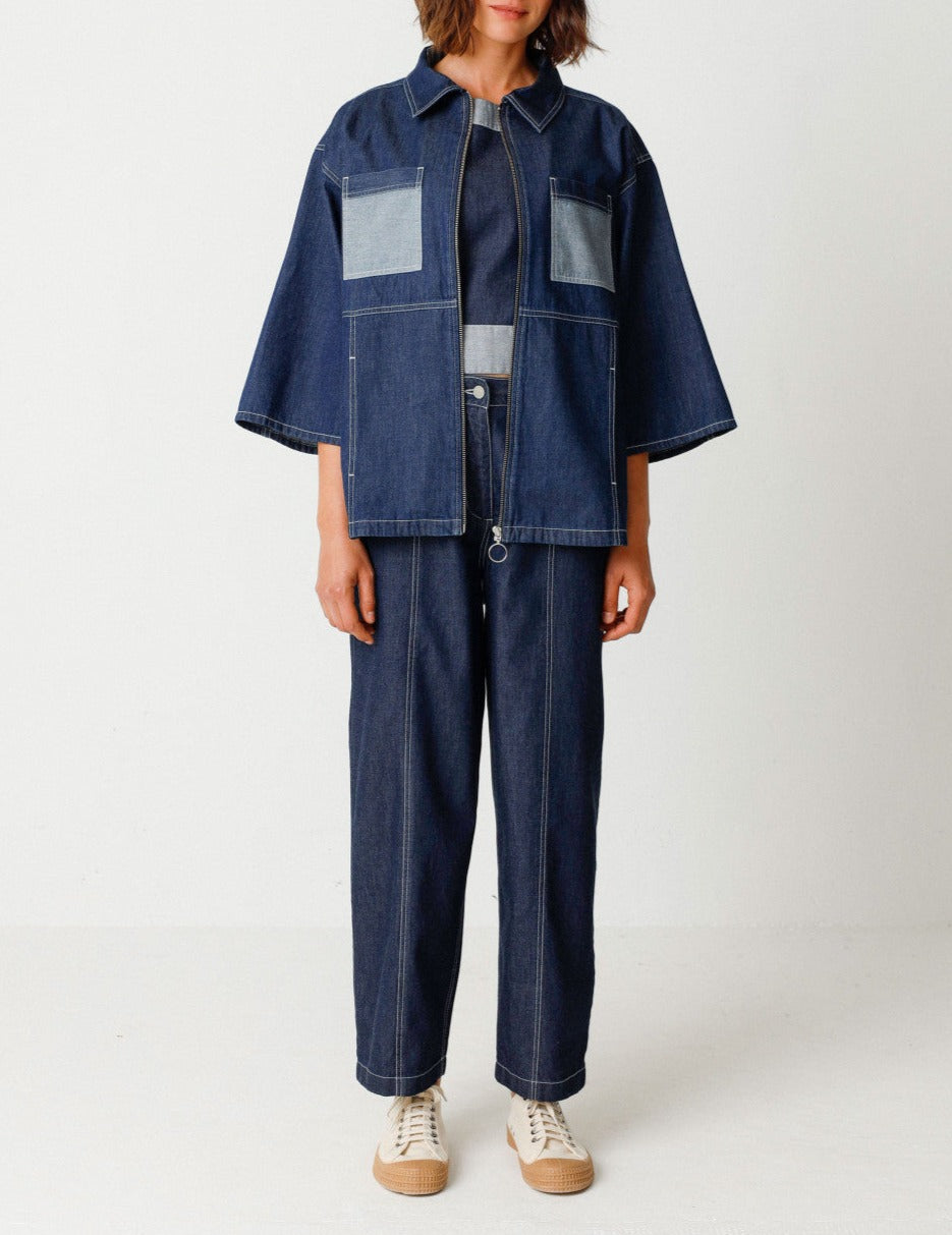 Chemise en denim de coton bio | bleu "daria-gots shirt raw denim"