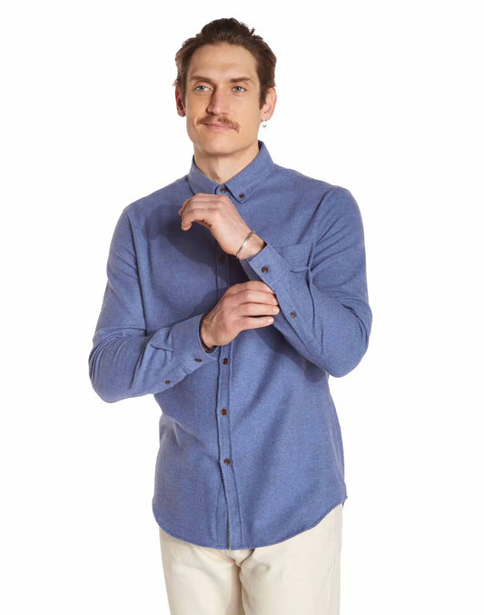 Chemise flanelle en coton bio | bleue "strato"