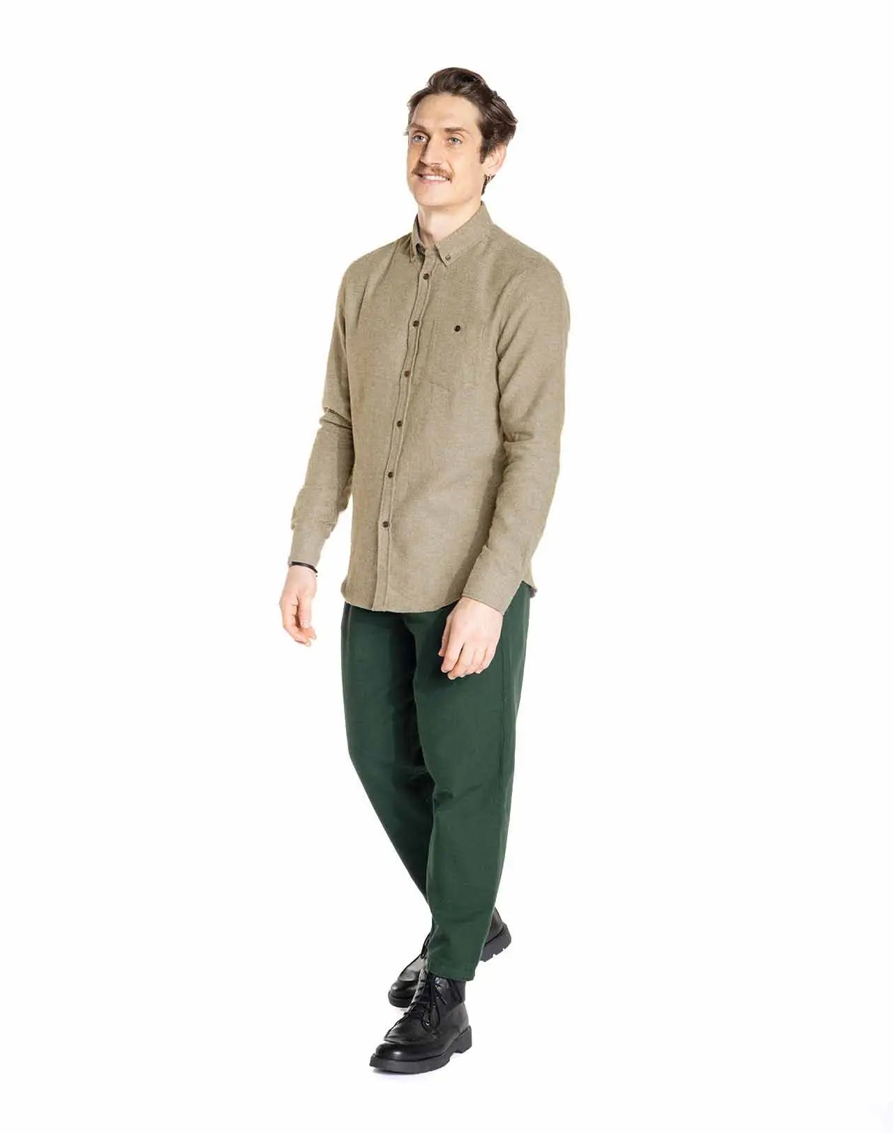 Chemise flanelle en coton bio | kaki "strato"