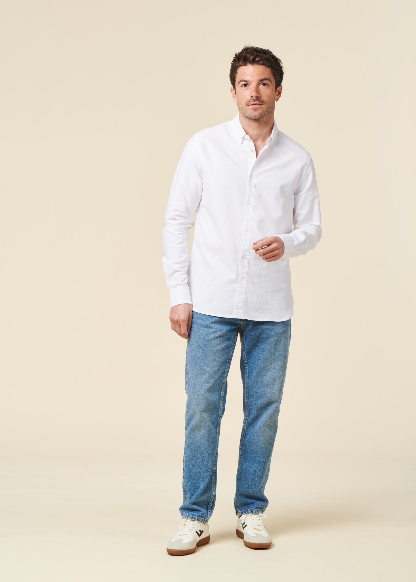 Chemise en coton bio | blanc 'harald small owl oxford regular fit shirt bright white'