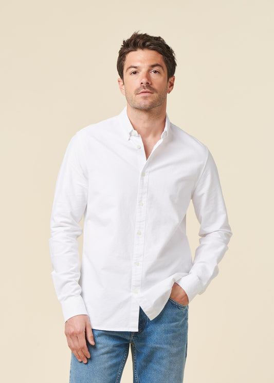 Chemise en coton bio | blanc 'harald small owl oxford regular fit shirt bright white'
