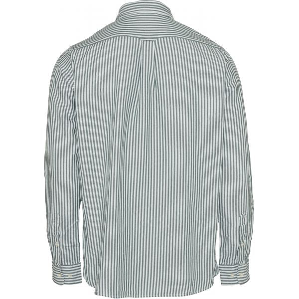 Chemise rayée vert en coton bio et tencel - stipped twill