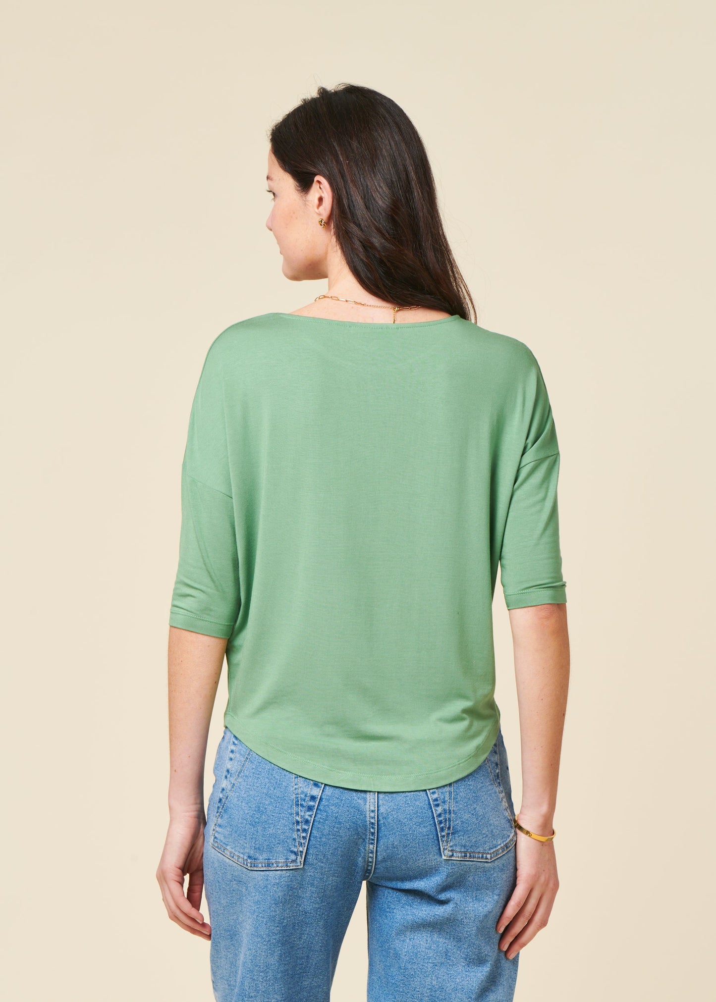 T-shirt manches 3/4 en modal | vert "Zur-3 t-shirt - basil green"