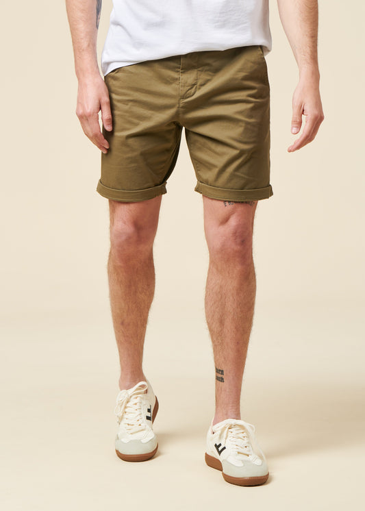 Short en coton biologique | vert "Chuck regular chino poplin shorts burned olive"