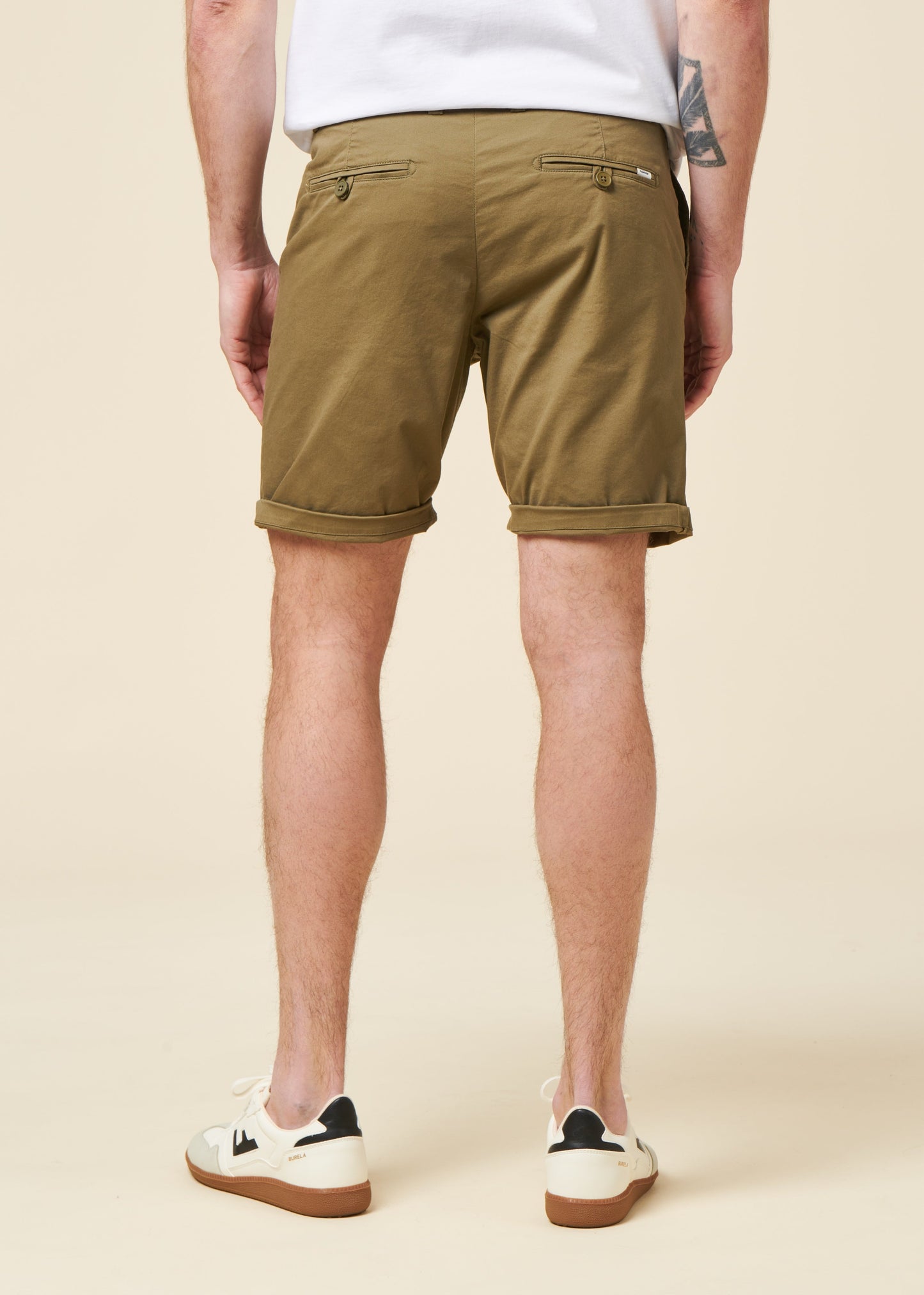 Short en coton biologique | vert "Chuck regular chino poplin shorts burned olive"