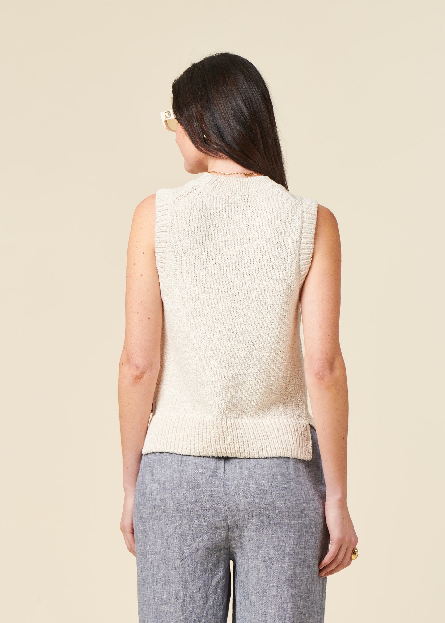 Pull sans manches | beige "taari - oatmilk-light oatmilk"