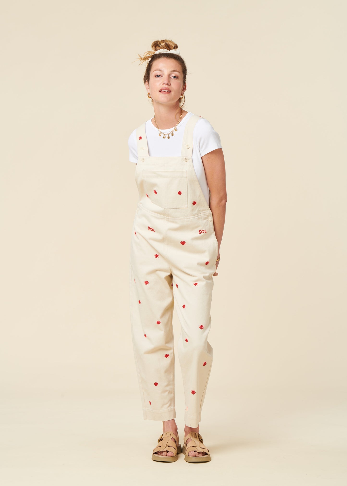Salopette en coton bio | écru "Sol chain luz jumpsuit "