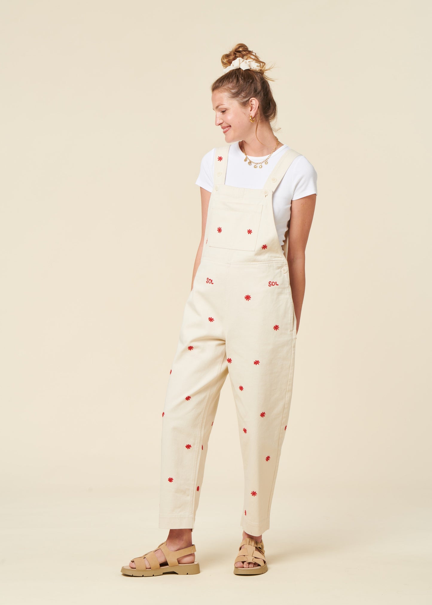 Salopette en coton bio | écru "Sol chain luz jumpsuit "
