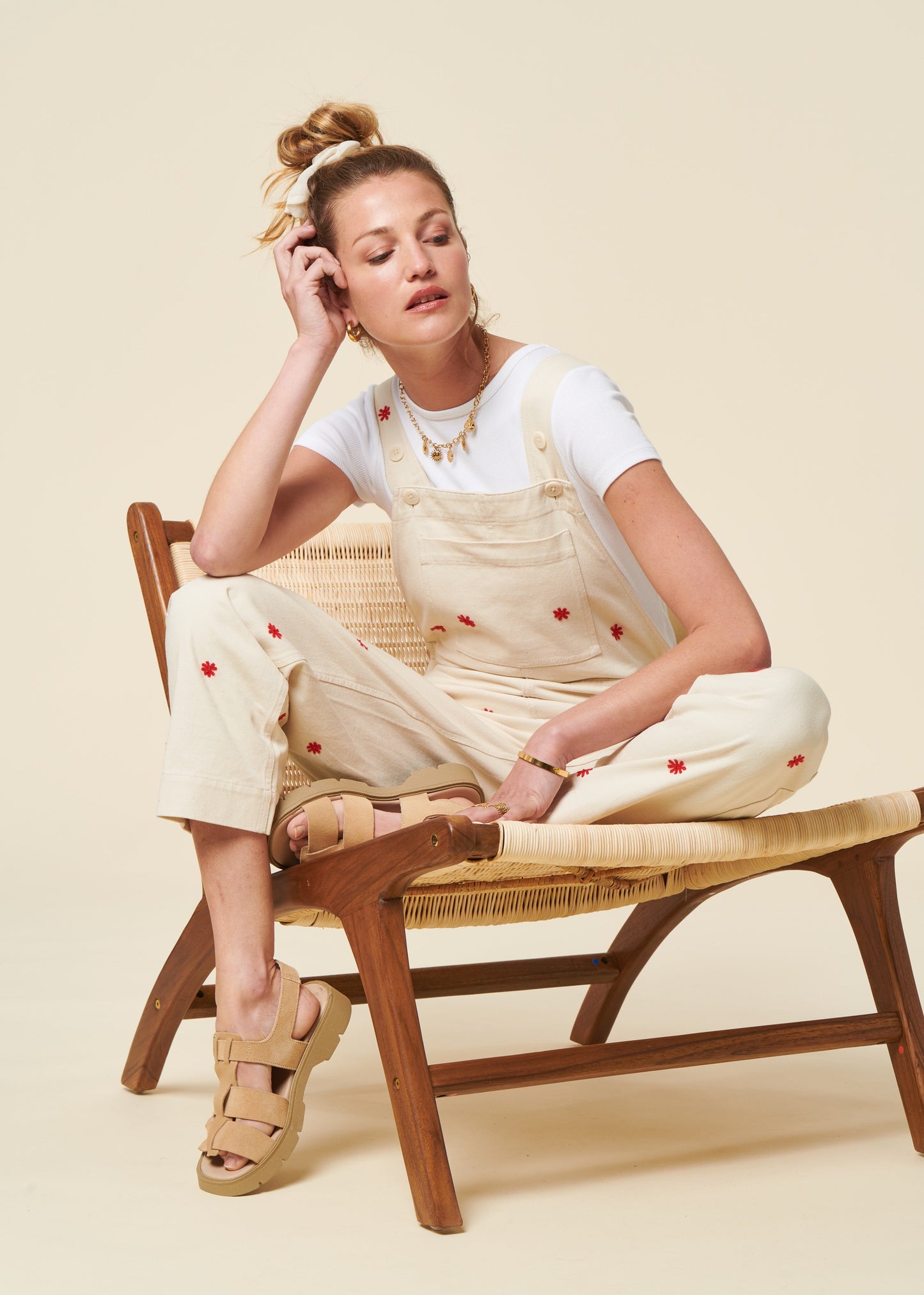 Salopette en coton bio | écru "Sol chain luz jumpsuit "