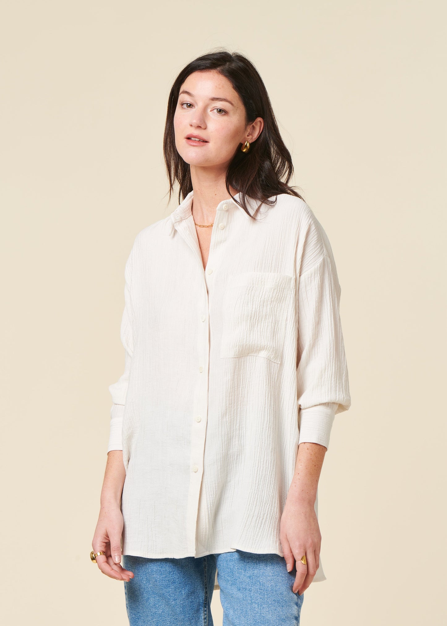 Chemise texturée en tencel | écru "skur - offwhite"