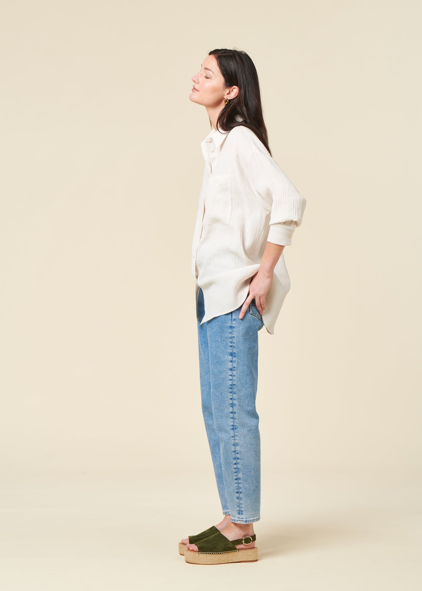 Chemise texturée en tencel | écru "skur - offwhite"