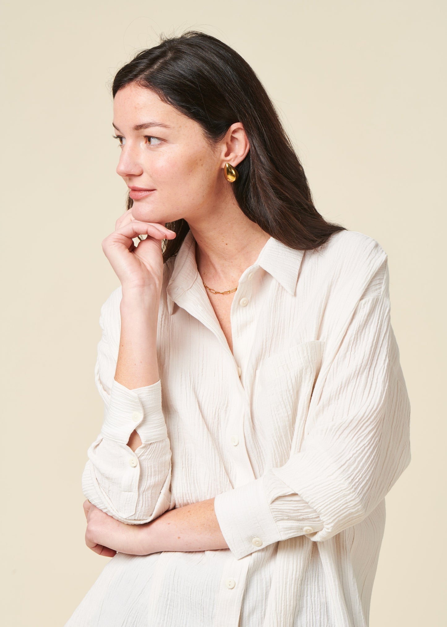 Chemise texturée en tencel | écru "skur - offwhite"