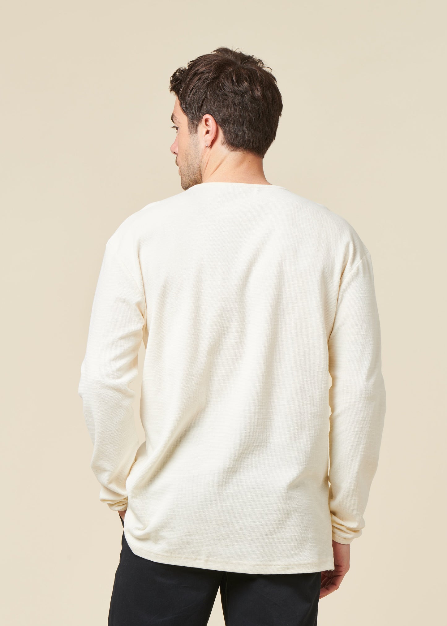 Sweat léger en coton bio | blanc "long sleeved structured slub sweat - egret"