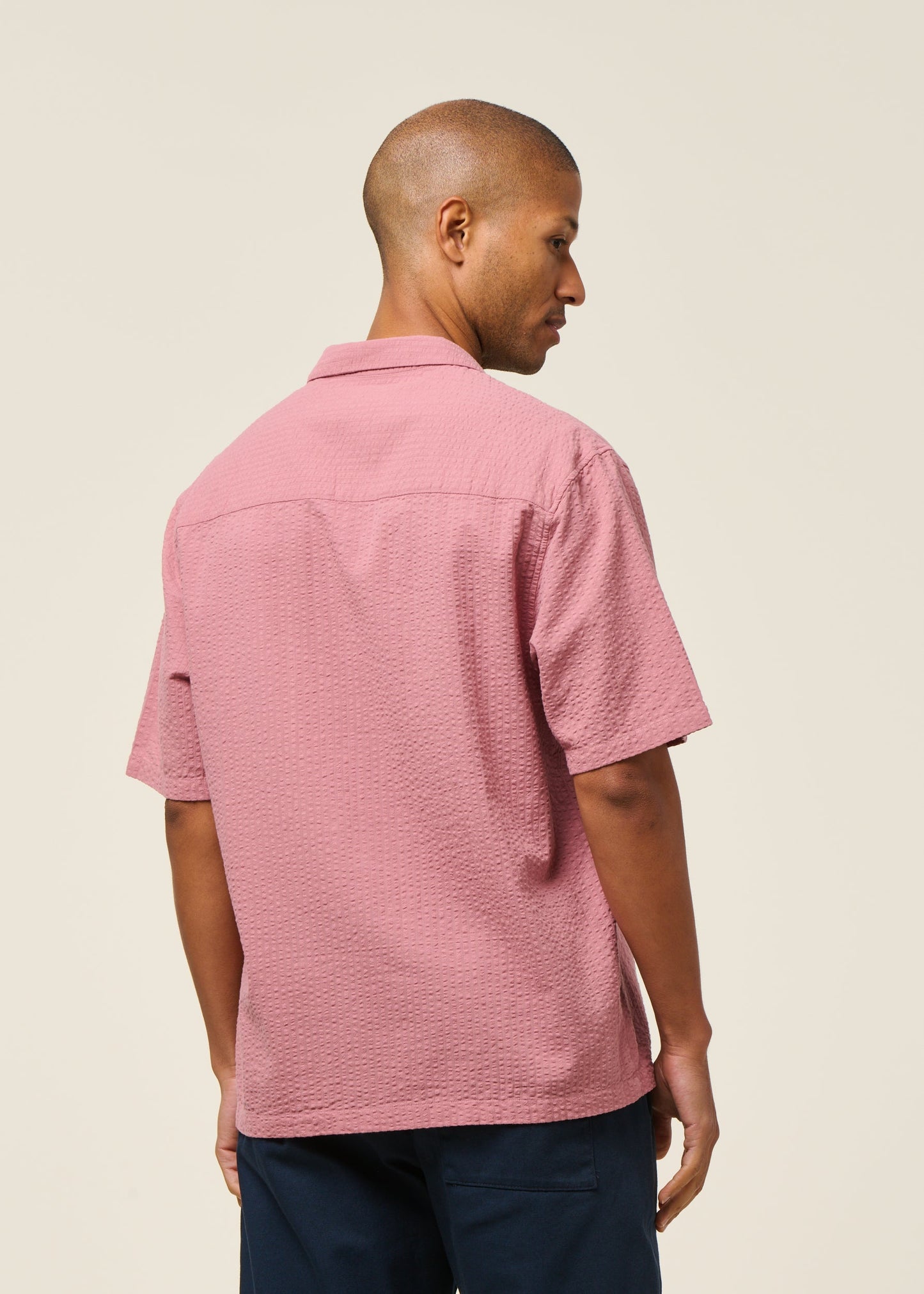 Chemise manches courtes en coton bio | rose "bowling shirt - pink stone"