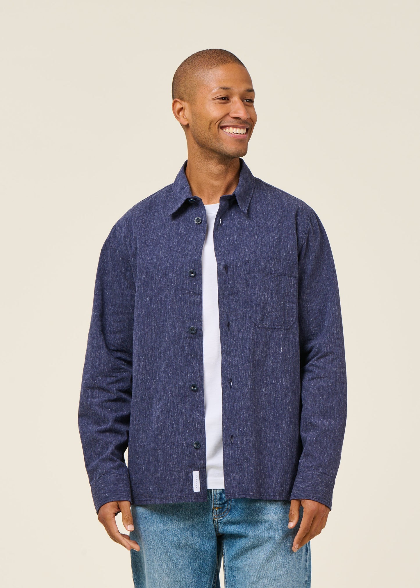 Chemise en coton bio | bleu "casual shirt - speckled navy"