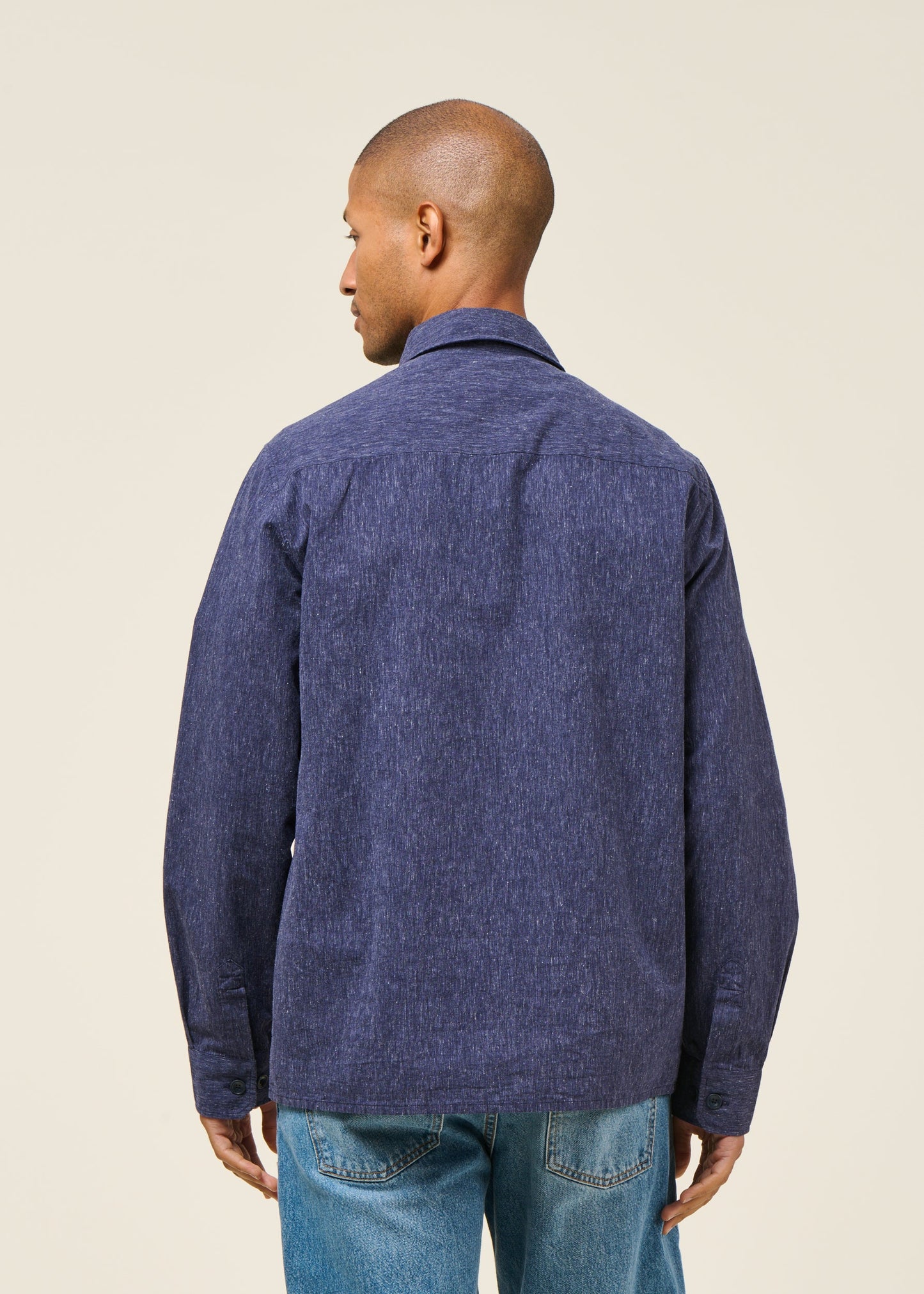 Chemise en coton bio | bleu "casual shirt - speckled navy"
