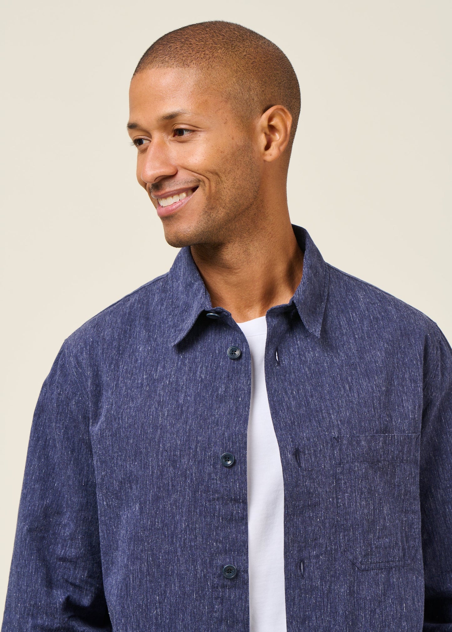Chemise en coton bio | bleu "casual shirt - speckled navy"