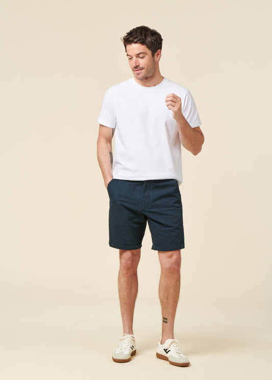 Short léger en coton bio | marine "Fig loose poplin elastic waist string shorts total eclipse"
