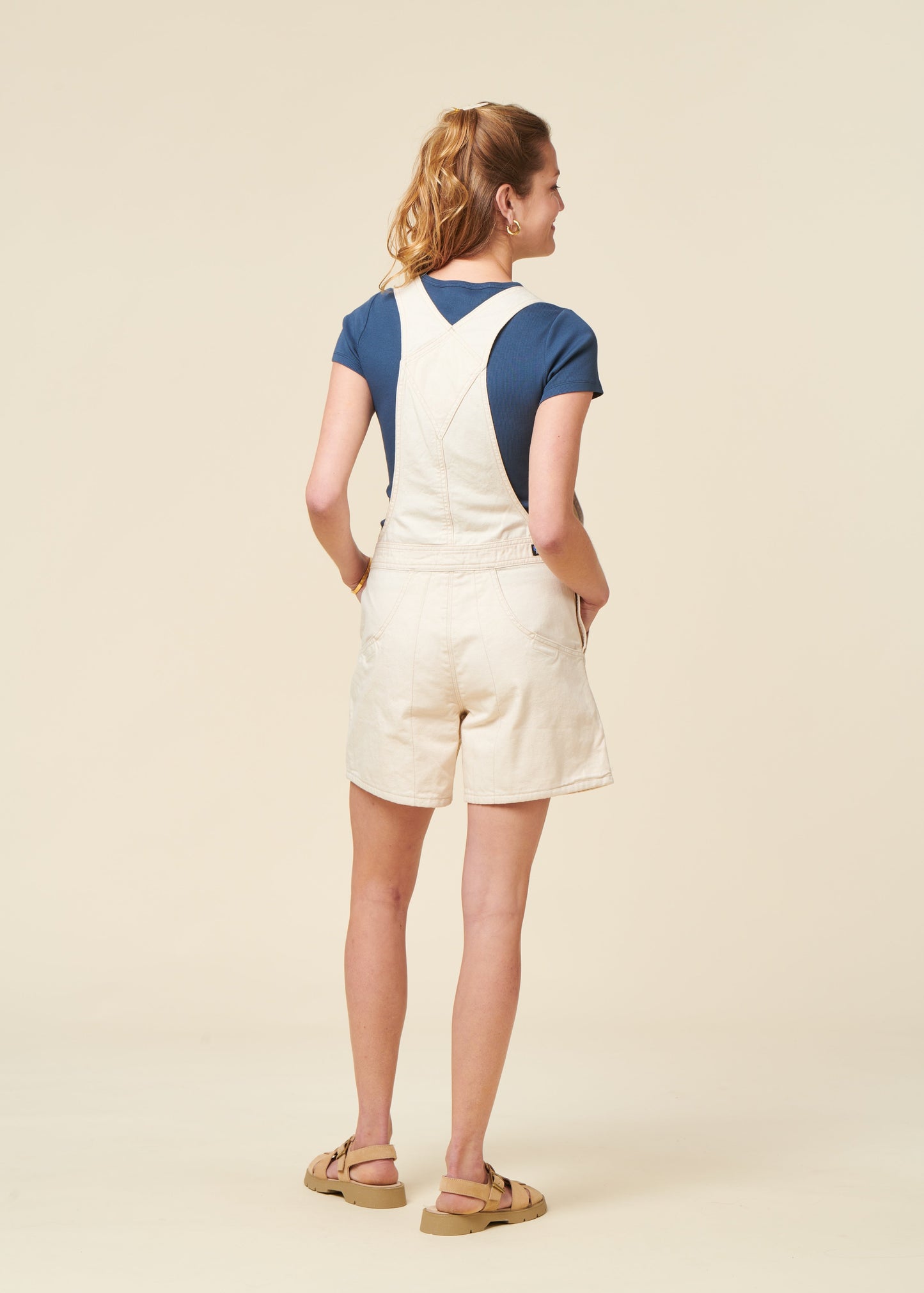 Salopette courte en coton bio | écru "stand up overalls - undyed natural"