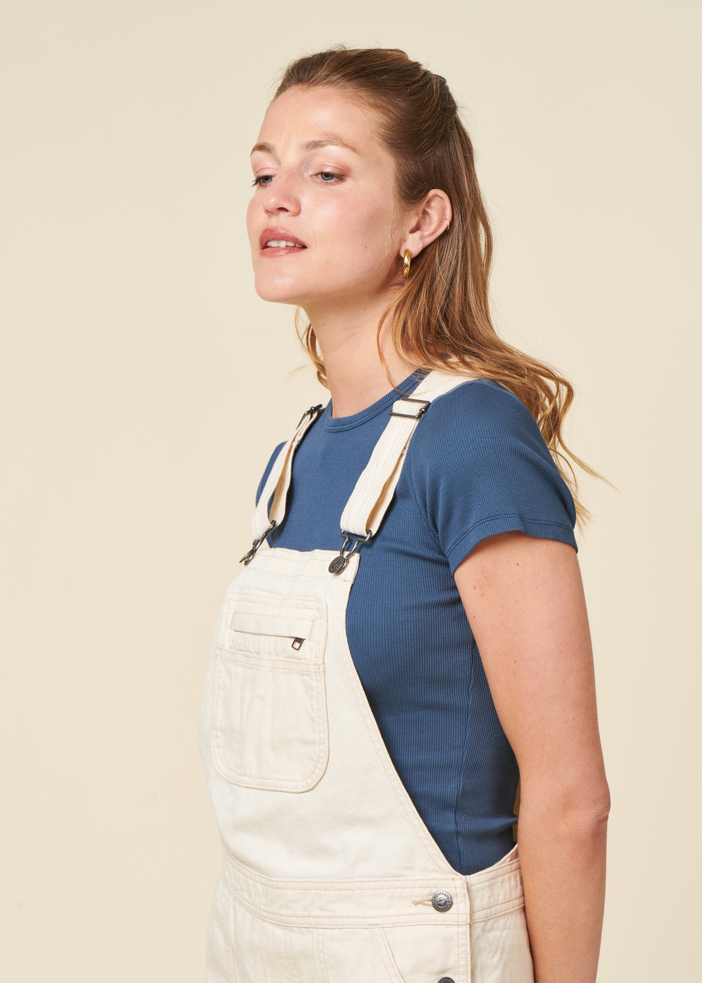 Salopette courte en coton bio | écru "stand up overalls - undyed natural"