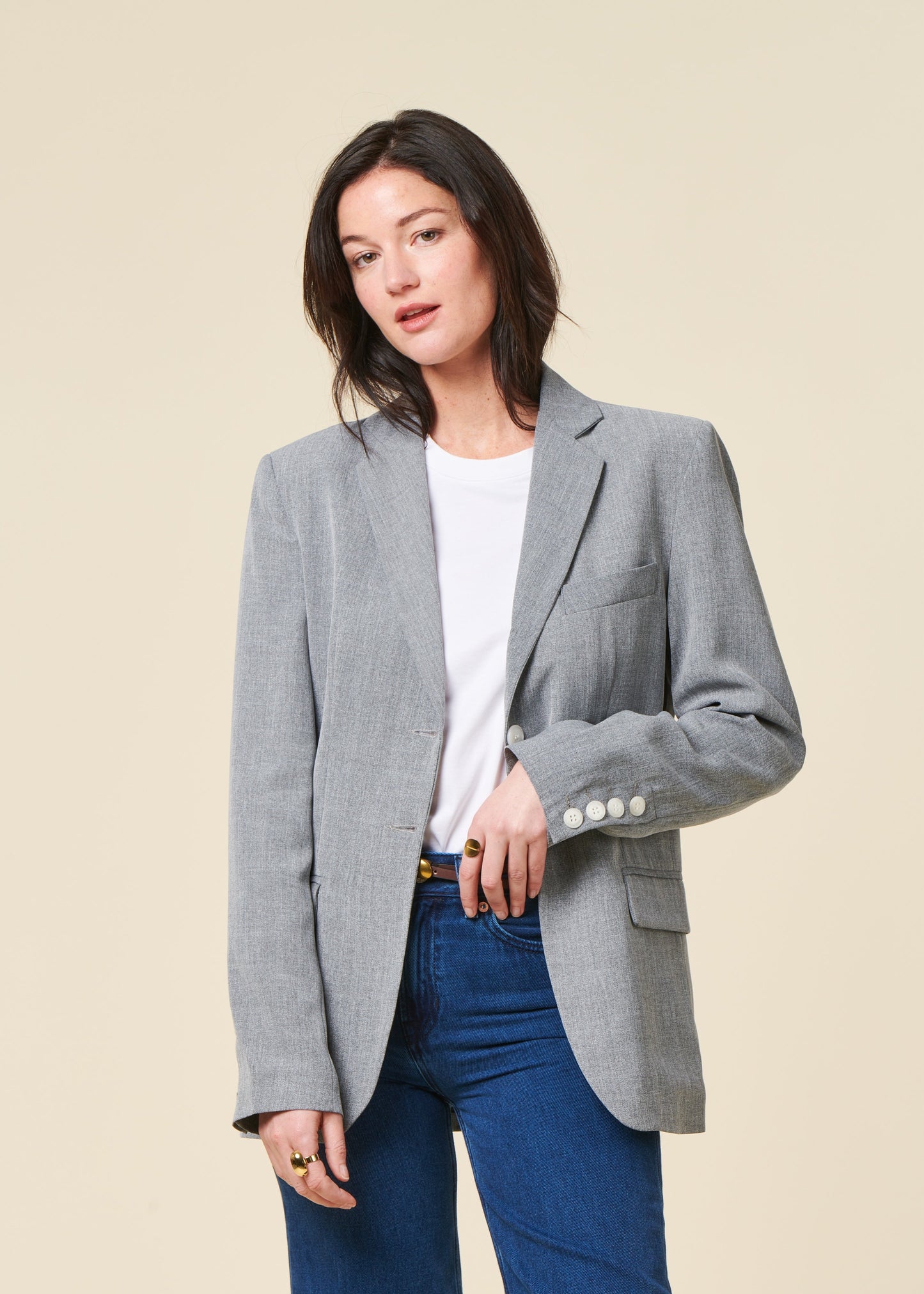 Blazer made in france en matière upcyclée | gris "lara"