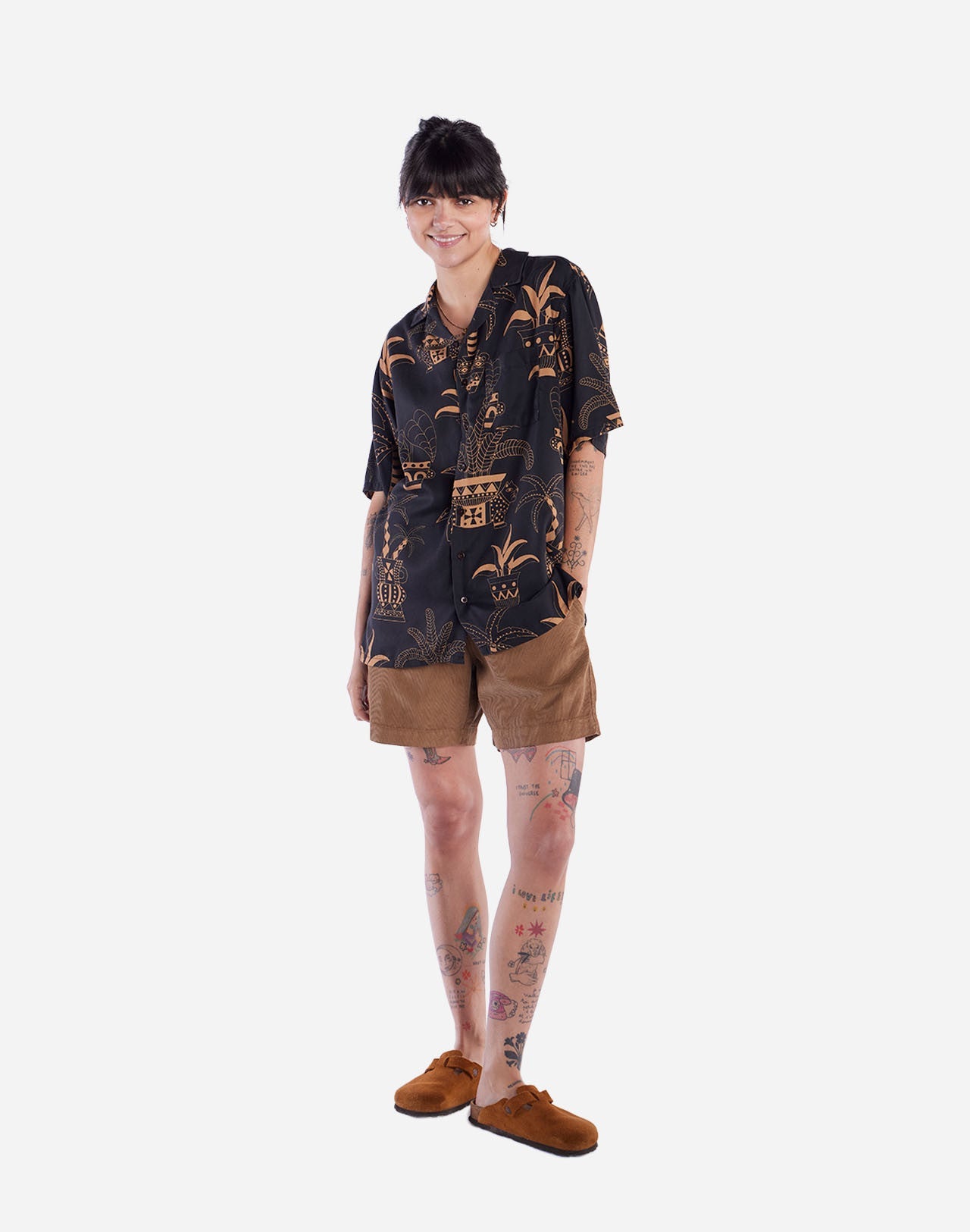 Chemise en tencel® (procédé Lyocell) | beige "Chemise aloha ceramic pots - ceramic pots"
