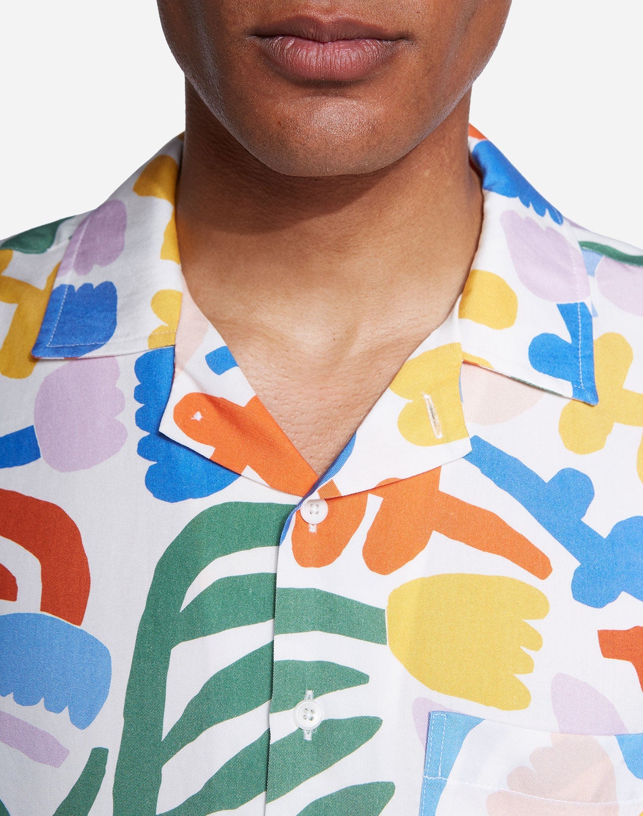 Chemise manches courtes en tencel | multicolore "aloha garden"