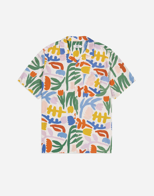 Chemise manches courtes en tencel | multicolore "aloha garden"