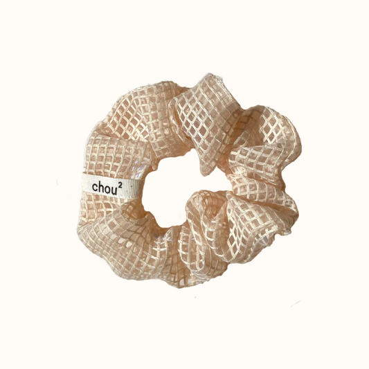 Chouchou en matière upcyclée | beige "voile beige"