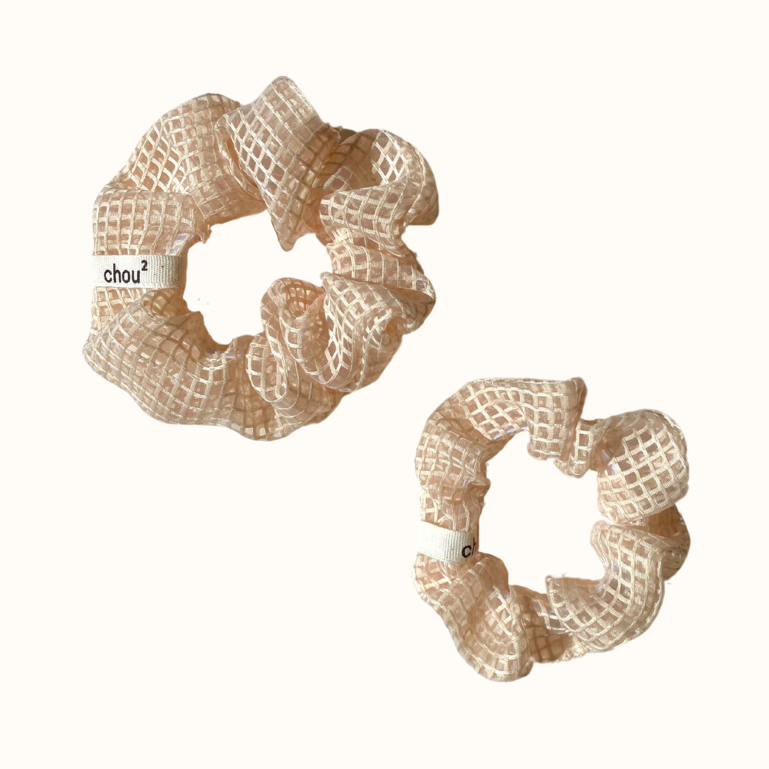 Chouchou en matière upcyclée | beige "voile beige"