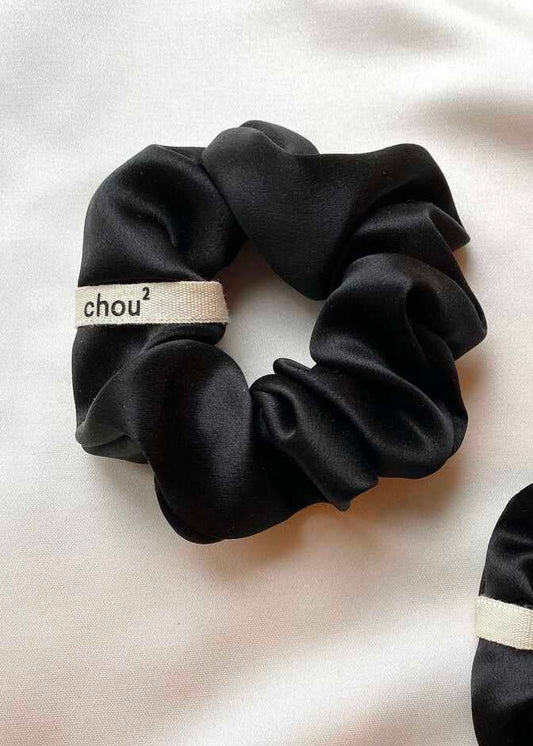 Chouchou en satin de soie upcyclée | noire "noir"