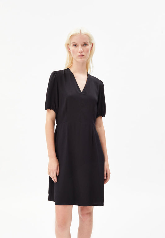 Robe courte noire en viscose Ecovero - cintiaa