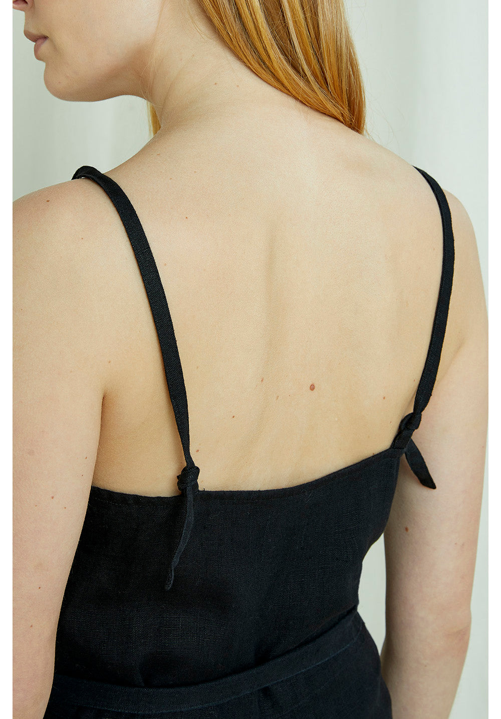Combinaison longue noire en lin - Clara