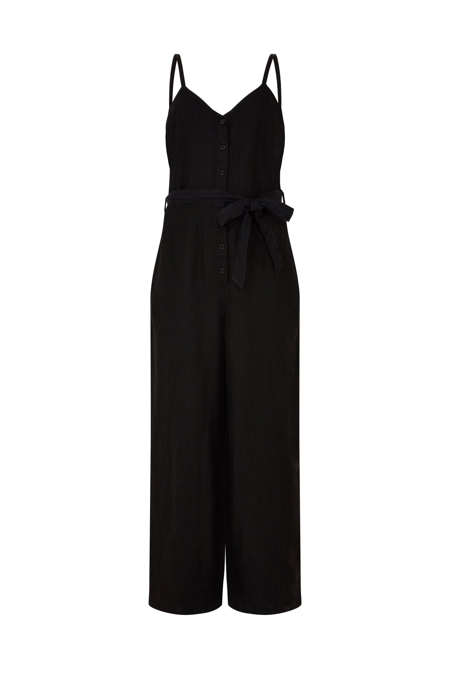 Combinaison longue noire en lin - Clara
