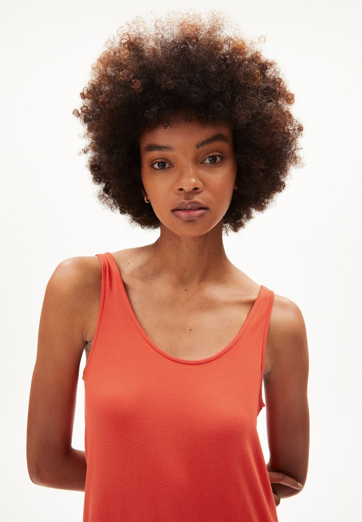 Robe longue orange en ecovero - claraa solid hibiscus