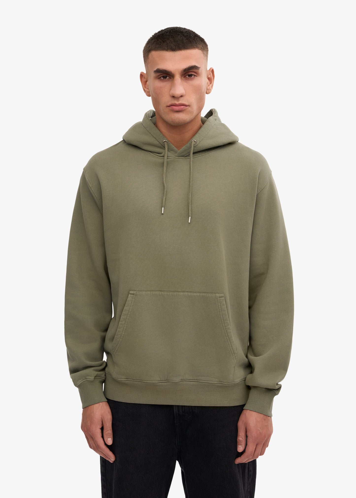 Sweat à capuche en coton bio | bleu "dusty olive"