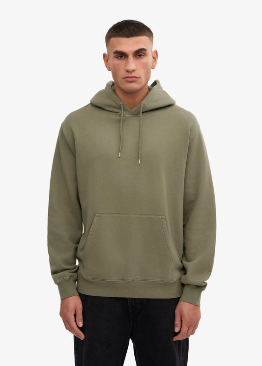 Sweat à capuche en coton bio | bleu "dusty olive"