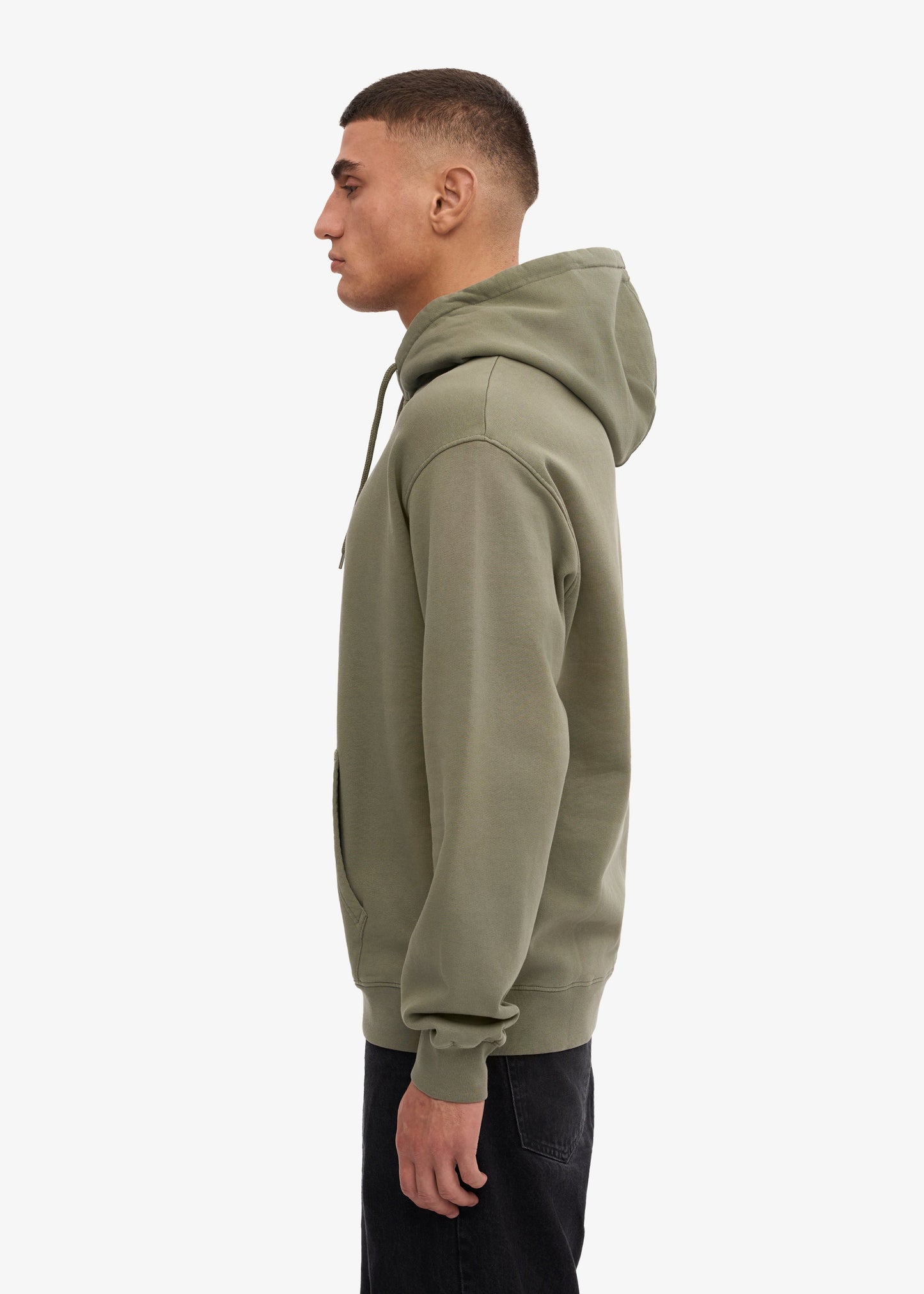 Sweat à capuche en coton bio | bleu "dusty olive"