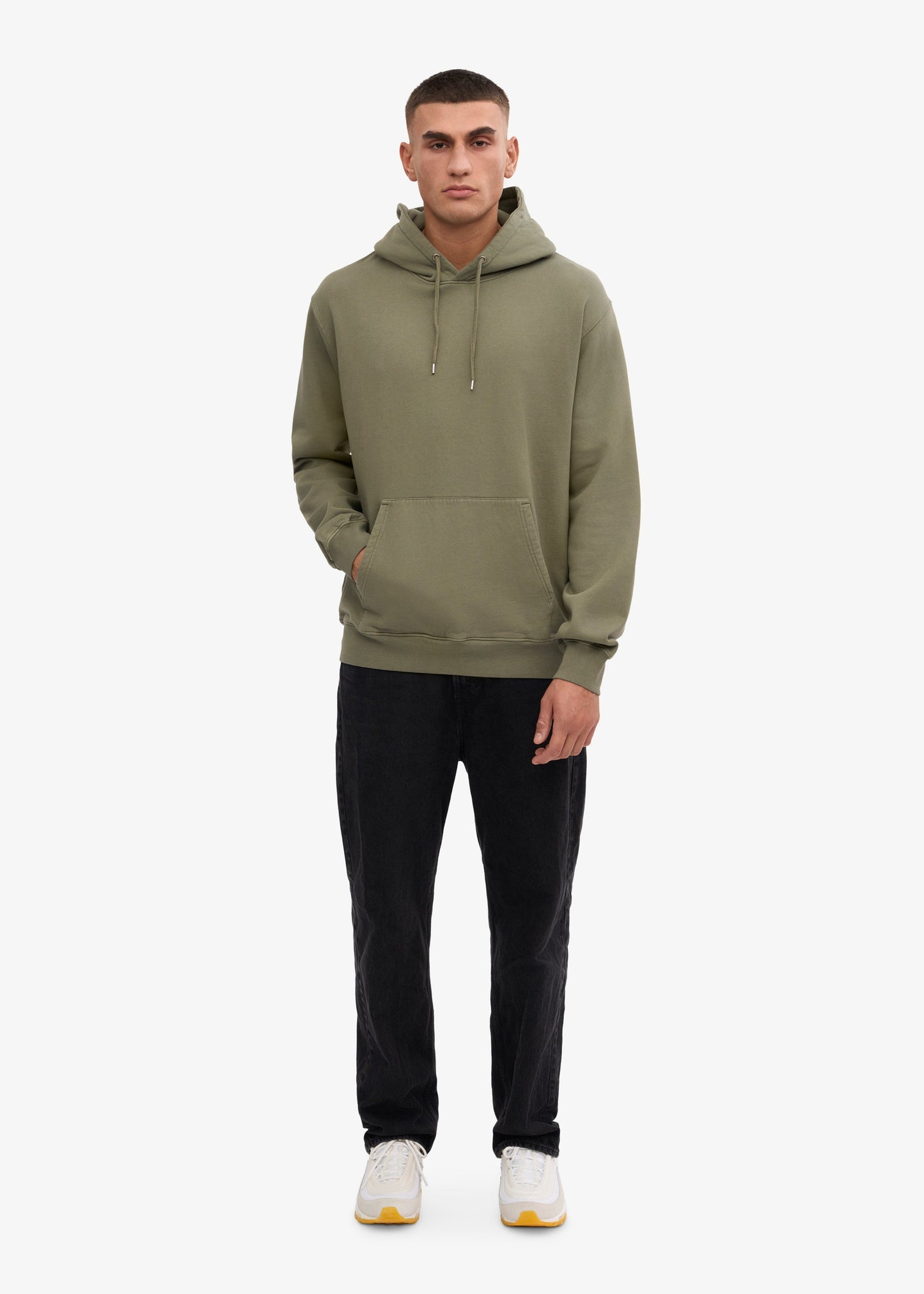 Sweat à capuche en coton bio | bleu "dusty olive"