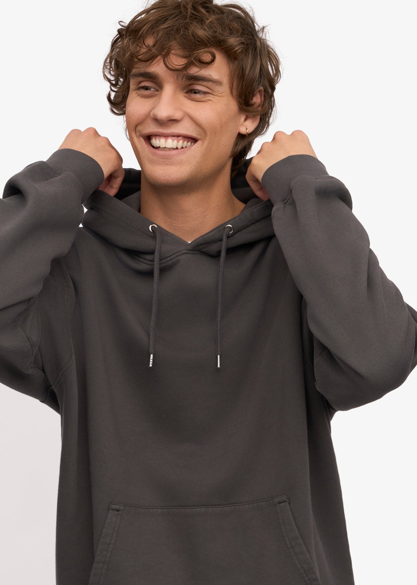 Sweat à capuche mixte en coton bio | gris "Lava grey"